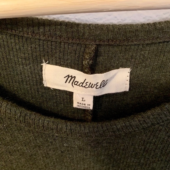 Madewell Ribbed Swingy Tee Dress in Forest Green - Picture 2 of 5